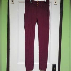 Wishful Park High Waisted Burgundy Wine Red Jeans Sz 7